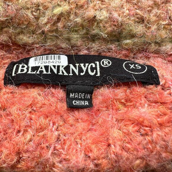 BlankNYC Orange Striped Cardigan Sweater XS Oversized Fuzzy Grandpa V-Neck $88 - Picture 11 of 11